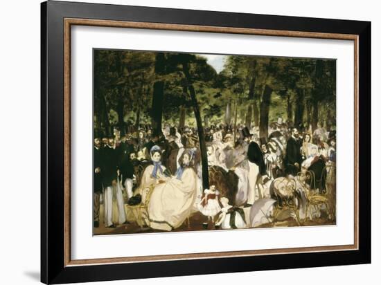 Music in the Tuileries Gardens-Edouard Manet-Framed Art Print