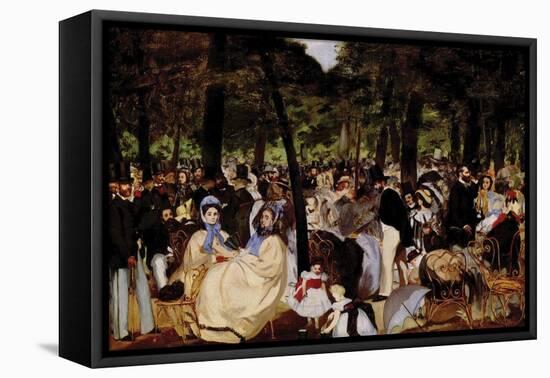Music in Tuilerie Garden-Edouard Manet-Framed Stretched Canvas