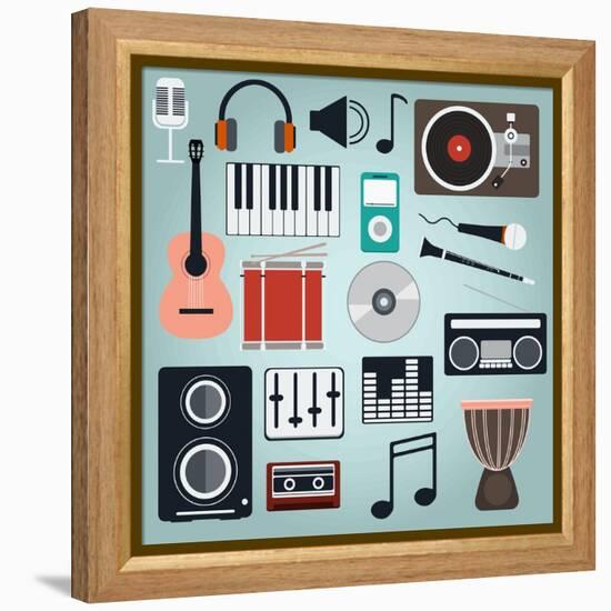 Music Instruments and Gadgets Big Icon Set-Frimufilms-Framed Stretched Canvas