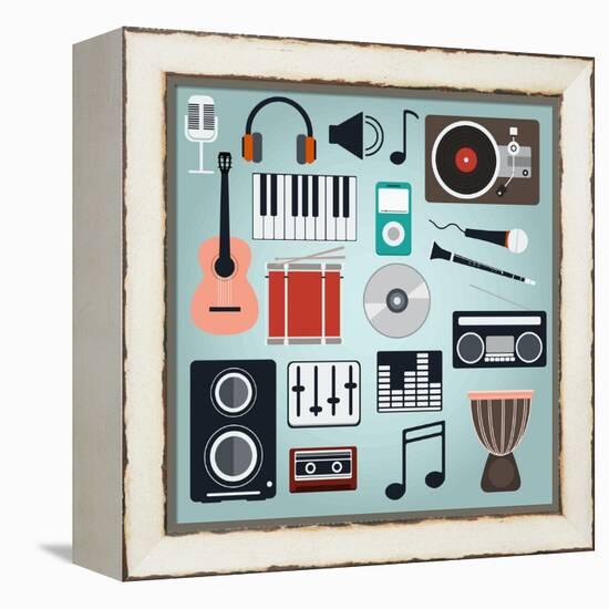 Music Instruments and Gadgets Big Icon Set-Frimufilms-Framed Stretched Canvas