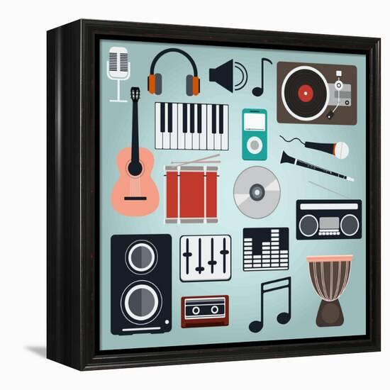 Music Instruments and Gadgets Big Icon Set-Frimufilms-Framed Stretched Canvas