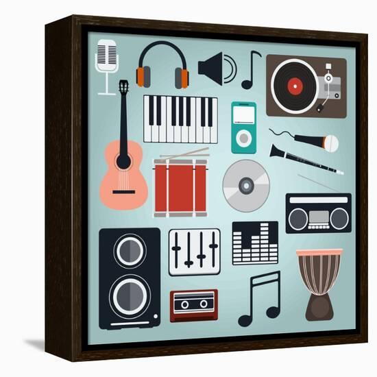 Music Instruments and Gadgets Big Icon Set-Frimufilms-Framed Stretched Canvas