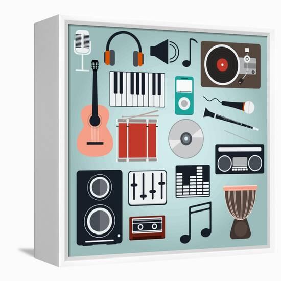 Music Instruments and Gadgets Big Icon Set-Frimufilms-Framed Stretched Canvas