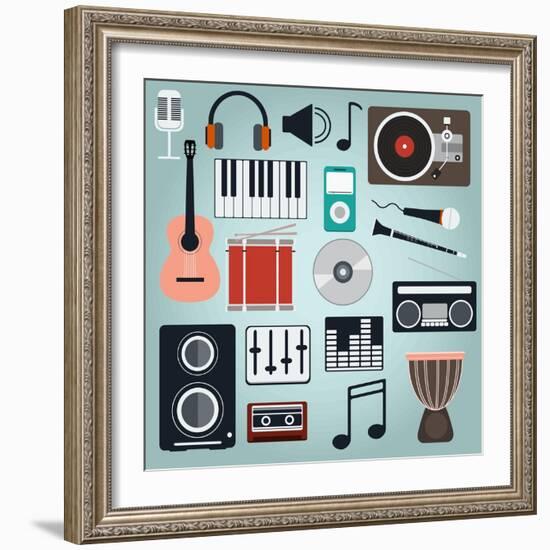 Music Instruments and Gadgets Big Icon Set-Frimufilms-Framed Art Print