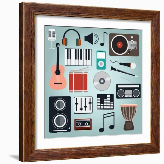 Music Instruments and Gadgets Big Icon Set-Frimufilms-Framed Art Print