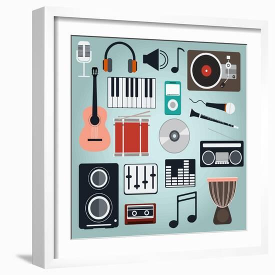 Music Instruments and Gadgets Big Icon Set-Frimufilms-Framed Art Print