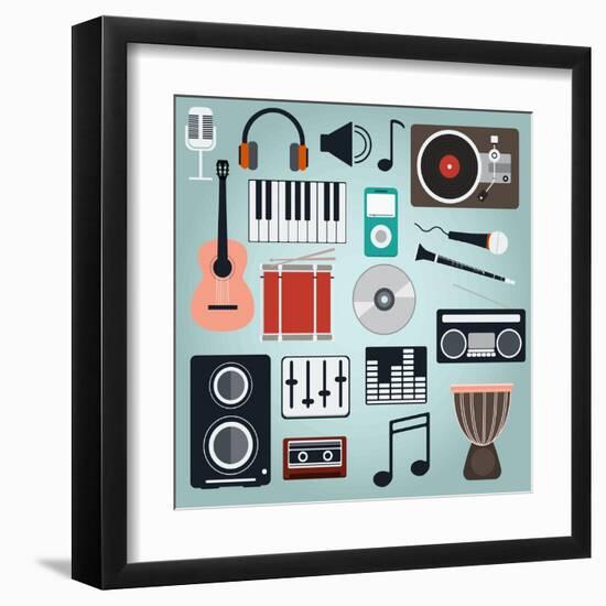 Music Instruments and Gadgets Big Icon Set-Frimufilms-Framed Art Print