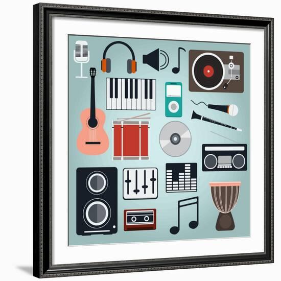Music Instruments and Gadgets Big Icon Set-Frimufilms-Framed Giclee Print