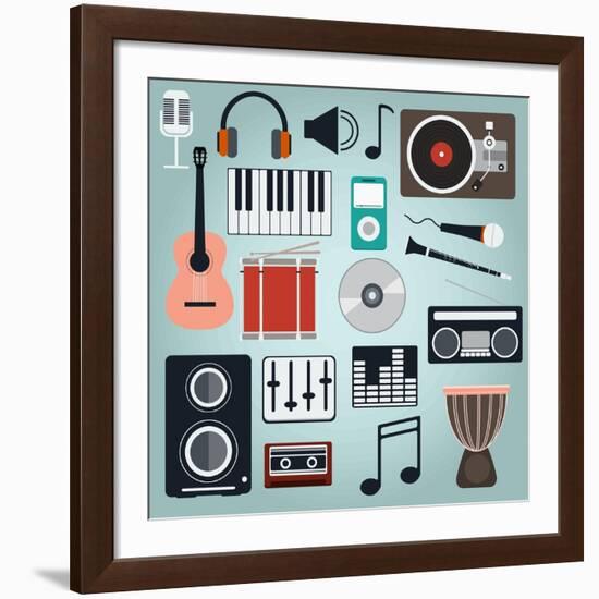 Music Instruments and Gadgets Big Icon Set-Frimufilms-Framed Giclee Print