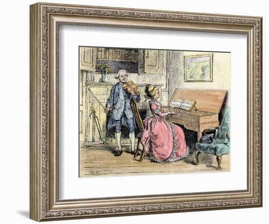 Music-Lesson in a Colonial Southern Plantation House-null-Framed Giclee Print