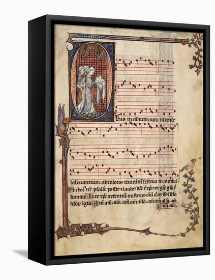 Music Page with Capital Letter Illuminations Depicting Singers, Miniature-null-Framed Premier Image Canvas