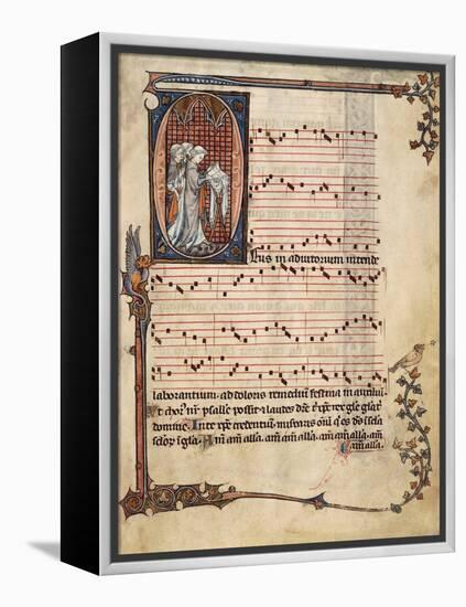 Music Page with Capital Letter Illuminations Depicting Singers, Miniature-null-Framed Premier Image Canvas