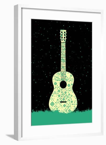 Music Poster. - Guitar Concept Made of Folk Ornament-ZOO BY-Framed Art Print