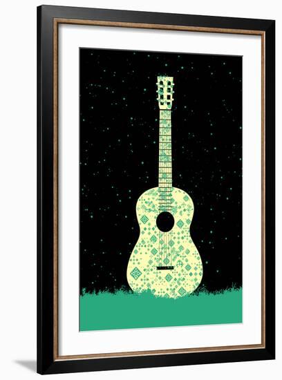 Music Poster. - Guitar Concept Made of Folk Ornament-ZOO BY-Framed Art Print