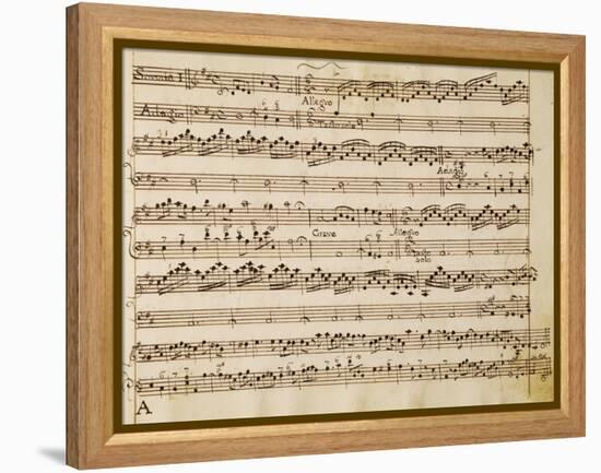 Music Score of Sonatas for Violin, Violone and Harpsichord, Op V, Allegro-Grave-Arcangelo Corelli-Framed Premier Image Canvas