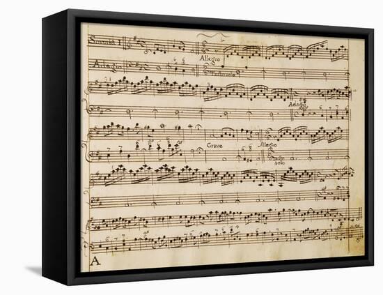 Music Score of Sonatas for Violin, Violone and Harpsichord, Op V, Allegro-Grave-Arcangelo Corelli-Framed Premier Image Canvas