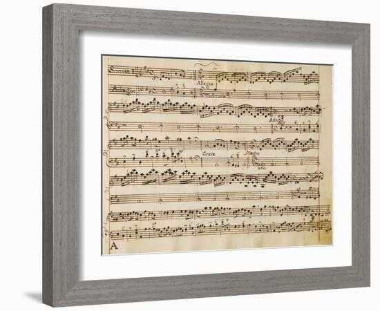 Music Score of Sonatas for Violin, Violone and Harpsichord, Op V, Allegro-Grave-Arcangelo Corelli-Framed Giclee Print