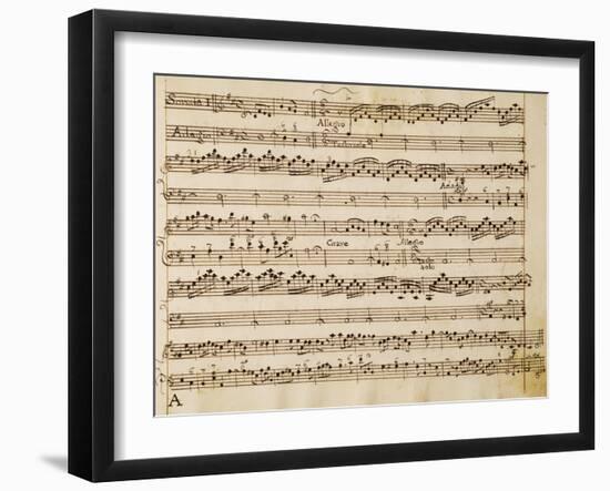 Music Score of Sonatas for Violin, Violone and Harpsichord, Op V, Allegro-Grave-Arcangelo Corelli-Framed Giclee Print