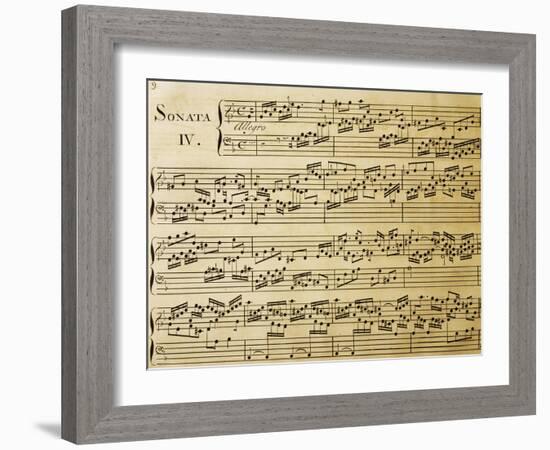Music Sheet of Sonata No 4, Exercises for Harpsichord-null-Framed Giclee Print