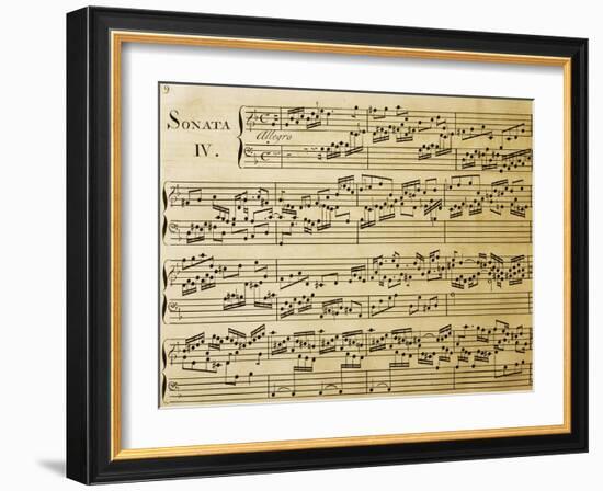 Music Sheet of Sonata No 4, Exercises for Harpsichord-null-Framed Giclee Print