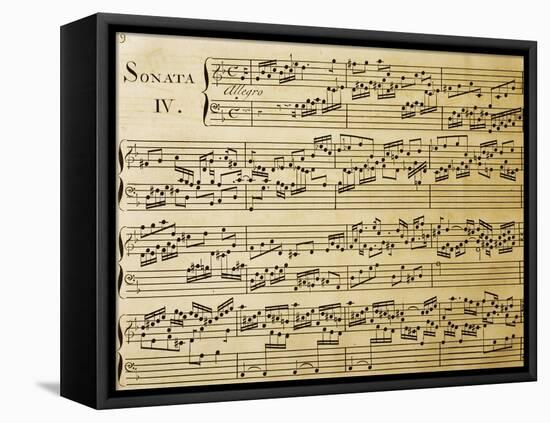 Music Sheet of Sonata No 4, Exercises for Harpsichord-null-Framed Premier Image Canvas