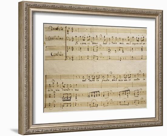 Music Sheet of the Spring, Serenade for Four Voices Dedicated to the Four Seasons, 1720-Domenico Scarlatti-Framed Giclee Print