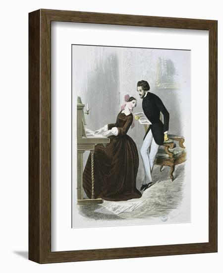 Music Time from Le Magasin Des Familles, 1850, France-null-Framed Giclee Print