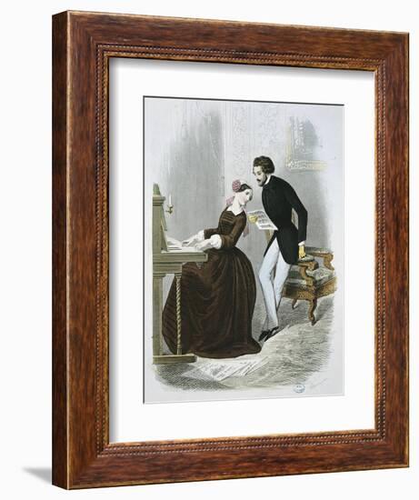 Music Time from Le Magasin Des Familles, 1850, France-null-Framed Giclee Print