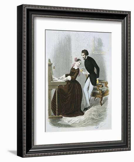 Music Time from Le Magasin Des Familles, 1850, France-null-Framed Giclee Print