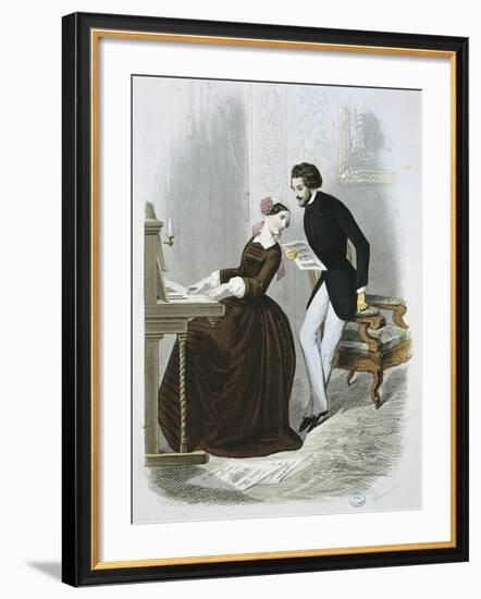 Music Time from Le Magasin Des Familles, 1850, France-null-Framed Giclee Print