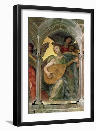 Musical Angel Within a Trompe L'Oeil Cloister, Detail of an Angel Playing a Mandolin-Santi Di Tito-Framed Giclee Print