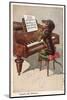 Musical Dachshund Plays a Tune on the Piano-null-Mounted Photographic Print