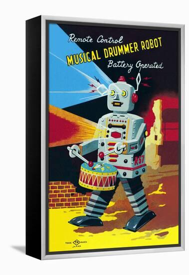 Musical Drummer Robot-null-Framed Stretched Canvas