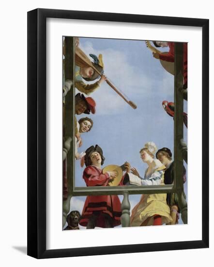 Musical Group on a Balcony-Gerrit Van Honthorst-Framed Art Print