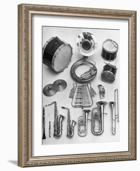 Musical Instruments Which Are Used in a Marching Band-Andreas Feininger-Framed Photographic Print