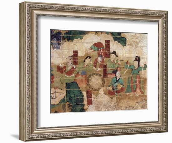 Musical Scene, from Banner of Amrta-Raja, Coloured Silk, 1755, Choson Period-null-Framed Giclee Print