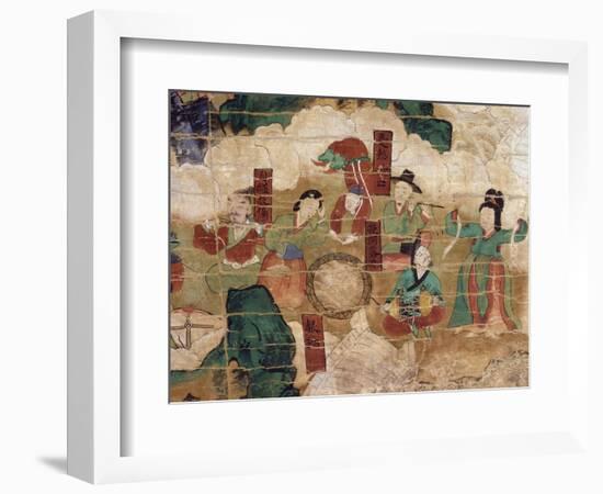 Musical Scene, from Banner of Amrta-Raja, Coloured Silk, 1755, Choson Period-null-Framed Giclee Print