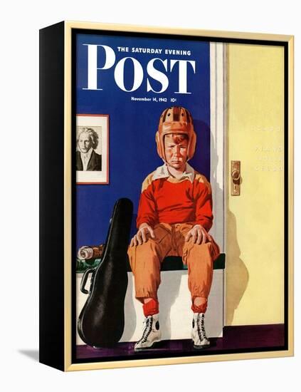 "Musical Sport," Saturday Evening Post Cover, November 14, 1942-Lonie Bee-Framed Premier Image Canvas