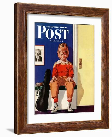 "Musical Sport," Saturday Evening Post Cover, November 14, 1942-Lonie Bee-Framed Giclee Print