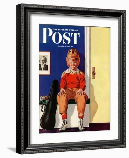 "Musical Sport," Saturday Evening Post Cover, November 14, 1942-Lonie Bee-Framed Giclee Print