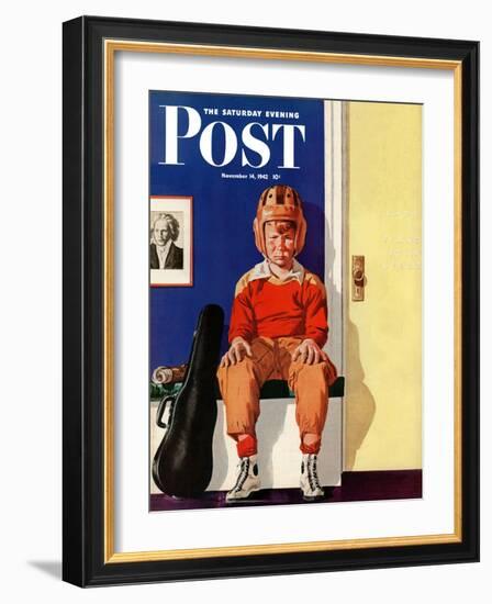 "Musical Sport," Saturday Evening Post Cover, November 14, 1942-Lonie Bee-Framed Giclee Print