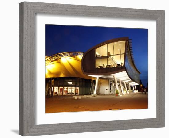 Musical Theatre at Harbour, Illuminated at Night, Hamburg, Germany, Europe-Hans Peter Merten-Framed Photographic Print