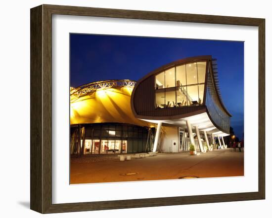 Musical Theatre at Harbour, Illuminated at Night, Hamburg, Germany, Europe-Hans Peter Merten-Framed Photographic Print