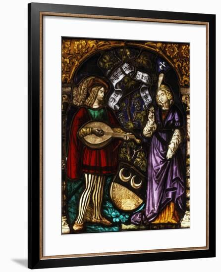 Musician and Lady, Stained Glass, Late 15th - early 16th Century Swiss-null-Framed Photographic Print