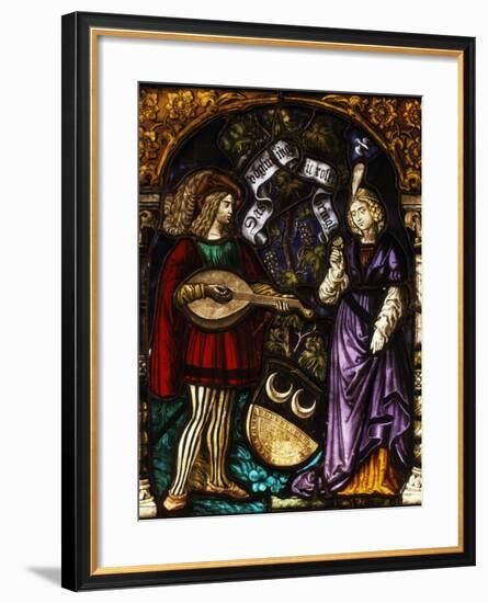 Musician and Lady, Stained Glass, Late 15th - early 16th Century Swiss-null-Framed Photographic Print