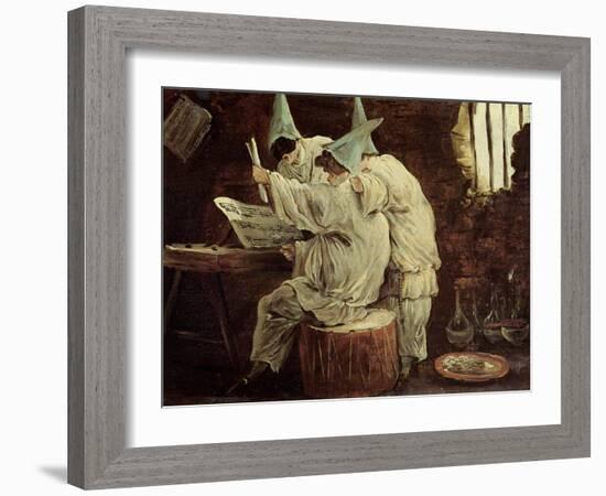 Musician Buffoons (Oil on Panel)-Hubert Robert-Framed Giclee Print