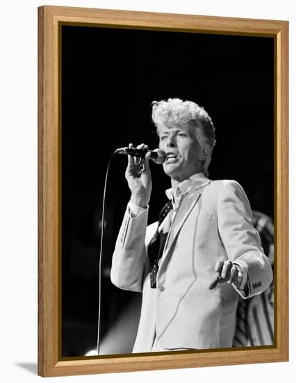 Musician David Bowie Singing on Stage-null-Framed Premier Image Canvas