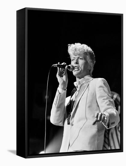 Musician David Bowie Singing on Stage-null-Framed Premier Image Canvas