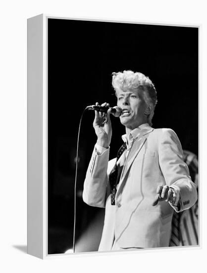 Musician David Bowie Singing on Stage-null-Framed Premier Image Canvas