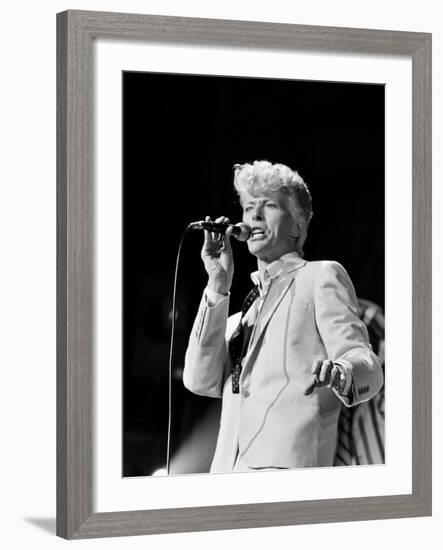 Musician David Bowie Singing on Stage-null-Framed Premium Photographic Print